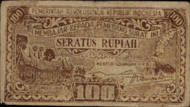 Rebel leaders of PRRI ON1218 100 Rupiah 1959