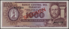 Paraguay PCS1.a 1.000 Guaranies 1979 SPECIMEN