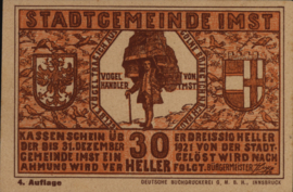 Austria - Emergency issues - Imst KK.:405 30 Heller 1921
