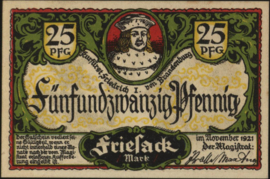 Germany - Emergency issues - Friesack Grab.: 396 25 Pfennig 1921
