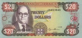 Jamaica  P72.e 20 Dollars 1995