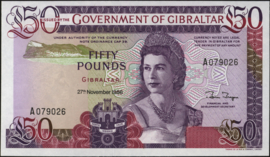 Gibraltar  P24/B122 50 Pounds 1986