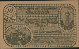 Oostenrijk - Noodgeld - Weistrach KK: 1161 10 Heller 1920