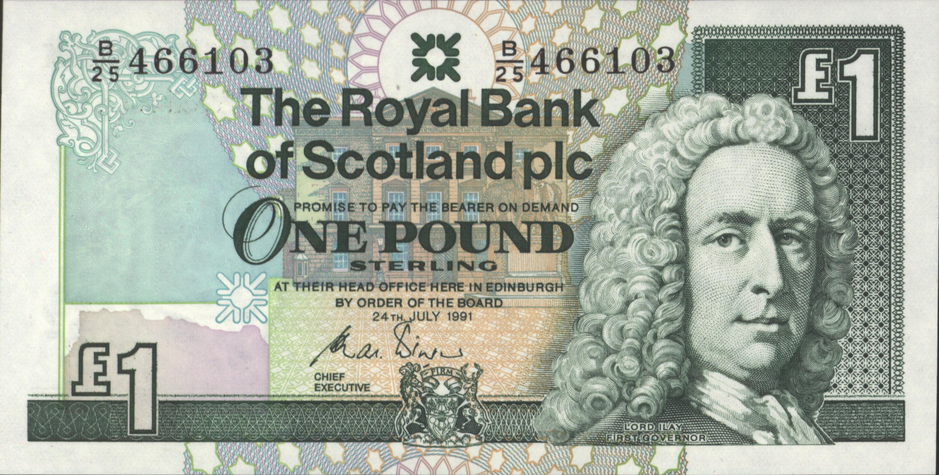 Royal Bank of Scotland plc P351.b 1 Pound 1991