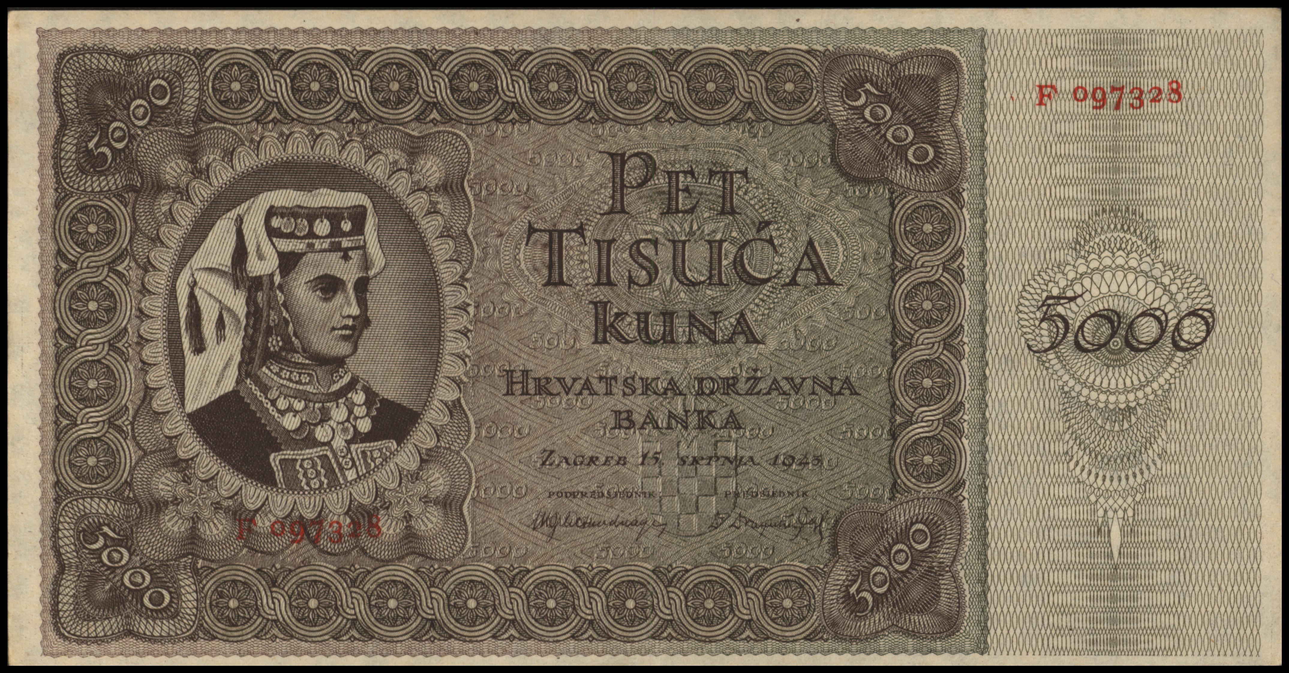 Kroatië  P14 5.000 Kuna 1943
