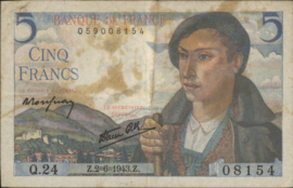 Frankrijk  P98.a 5 Francs 1943