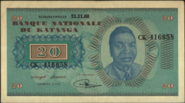 Katanga   P6 20 Francs 1960