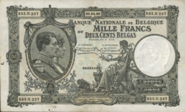 Belgium P104 1,000 Francs / 200 Belgas 1935