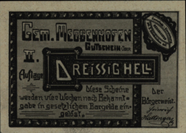 Austria - Emergency issues - Meggenhofen KK.:603 30 Heller 1920 (No date)