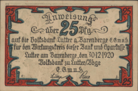 Duitsland - Noodgeld - Lutter am Barenberge Grab/Mehl.:847 25 Pfennig 1920