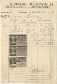 Netherlands, Tubbergen, Invoice, J.B. Droste, 1937