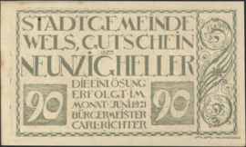 Austria - Emergency issues - Wels KK. 1167.III.l 90 Heller 1920 (No date)