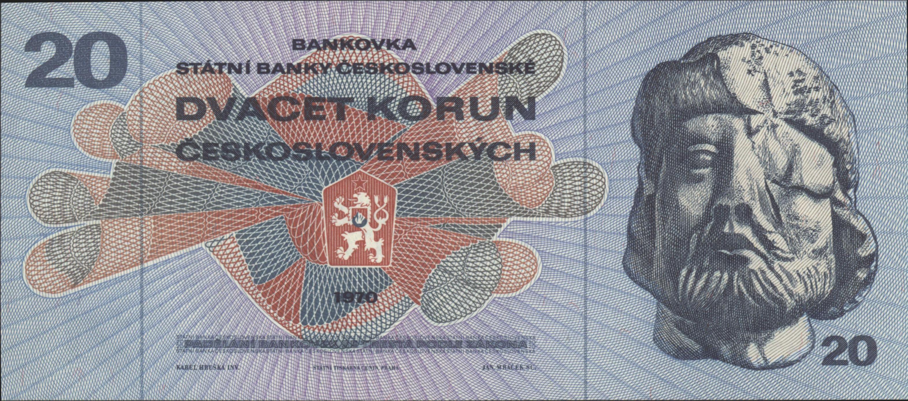 Tsjechoslowakije  P92 20 Korun (Dvacet) 1970