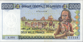 Djibouti  P43 2,000 Francs 2008 (No date)