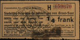 België - Noodgeld - Gent  1/4 Frank 1917