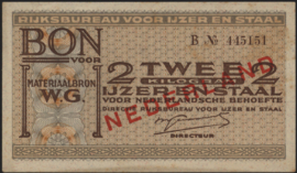 Distributie: Rijksbureau voor Ijzer en Staal, WO-II 2 KG/- 2 Kilogram Ijzer en staal 1941