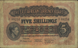 Oost Afrika  P26A.a 5 Shillings 1939