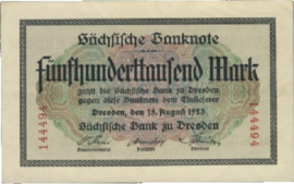 Sächsische Bank zu Dresden  500.000 Mark 1923 Ros.SAX18.a