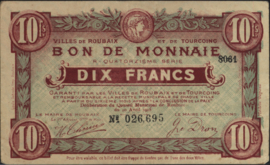 France - Emergency - Roubaix et de Tourcoing JPV-59.2227 10 Francs 1918