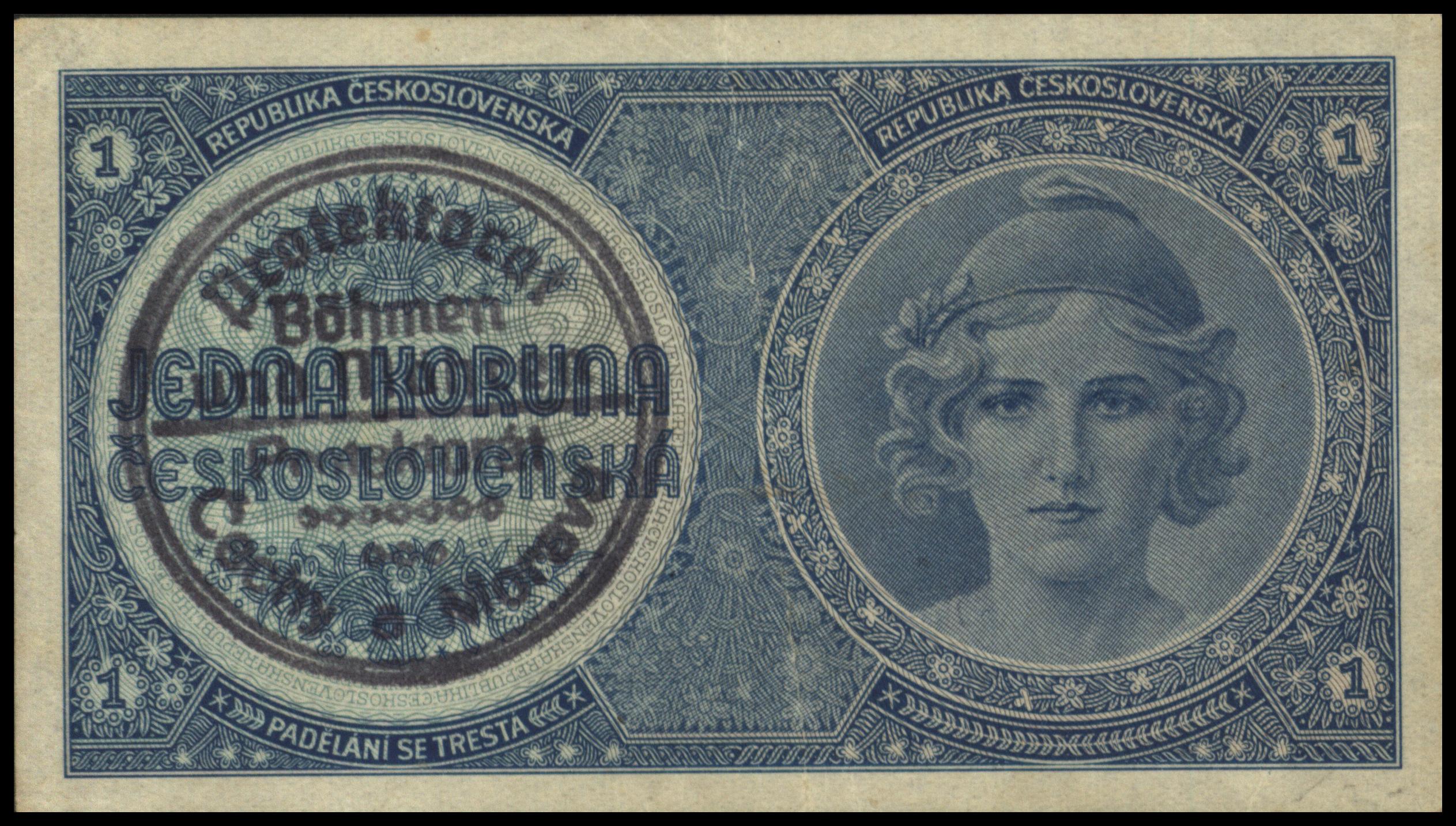 Bohemen en Moravia - II. Noten des Protektorates 1939-1945   PBM B1.a 1 Krone 1939