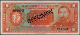 Paraguay   PCS1.a 100 Guaranies 1979 SPECIMEN