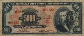 Brazil P188.b 5 Cruzeiros Novos on 5,000 Cruzeiros 1966-67 (No date)