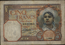 Algeria  P77 5 Francs 1925