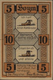 Germany - Emergency issues - Hoym Grab.: 634.1 10 Pfennig 1921