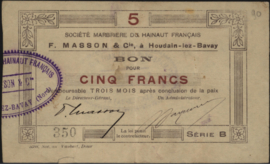 Frankrijk - Noodgeld - Houdain-lez-Bavay JPV-59.1397 5 Francs (No date)