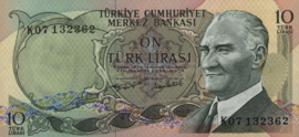 Turkey P186.c 10 Lira 1970