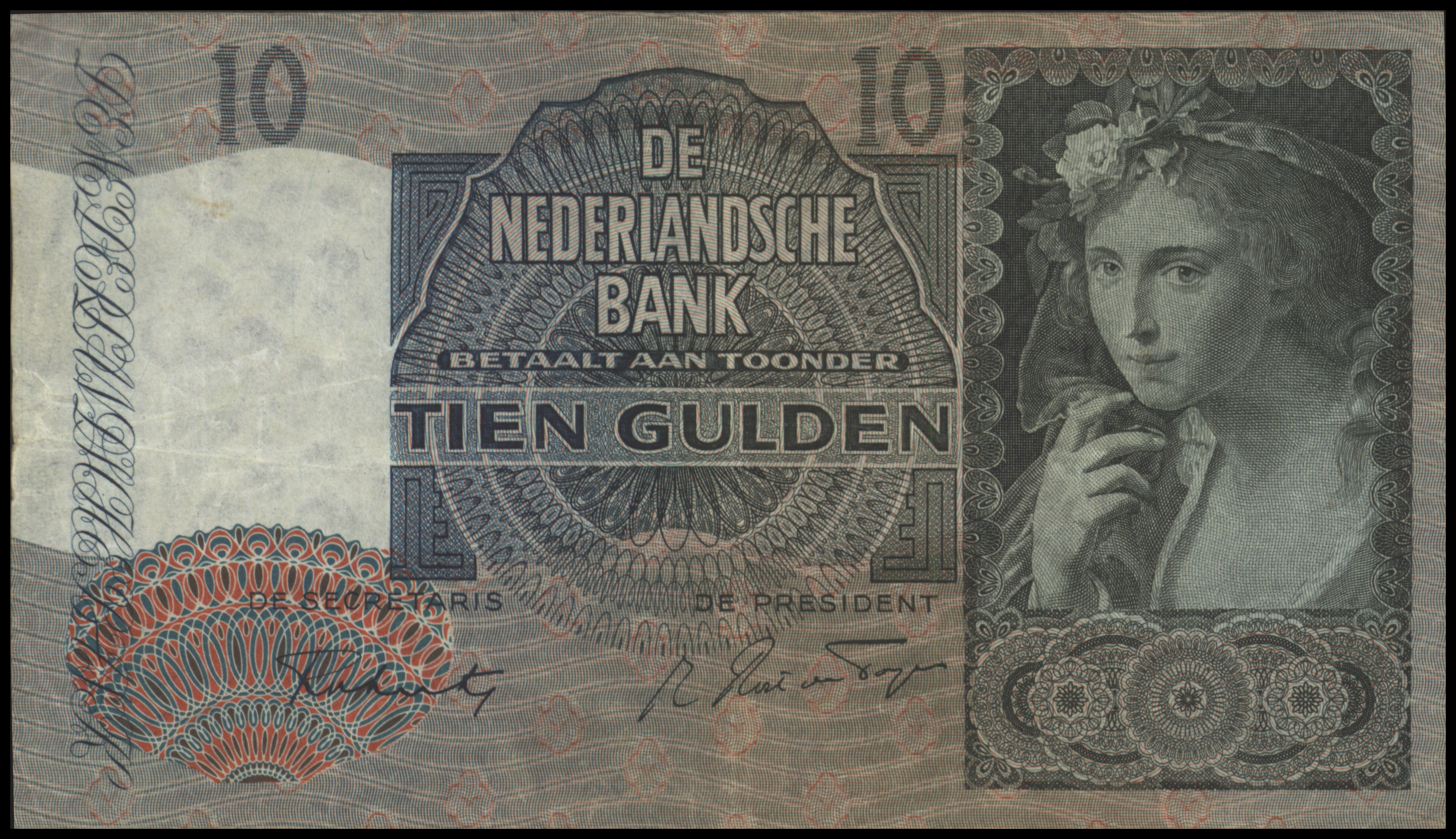 Netherlands  PL38.b 10 Gulden 1942