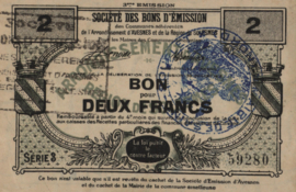 Frankrijk - Noodgeld - Avesnes JPV-59.208 2 Francs 1916