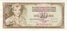 Joegoslavië  P87.b 10 Dinara 1981