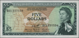 Oost Caribische staten  P14 5 Dollars 1965 (No date)