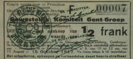 Belgium - Emergency issues - Ghent  1/2 Frank 1917