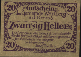 Oostenrijk - Noodgeld - Wartberg an der Krems KK.:1141 20 Heller 1920