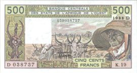 West Afrikaanse Staten - Mali P405D.date not listed 500 Francs 1988