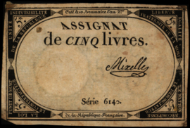 Frankrijk - Domaines Nationaux  PA76.080/100.Mixelle 5 Livres 1793