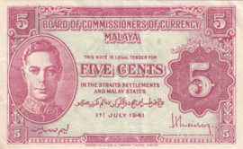 Malaya   P7 5 Cents 1941