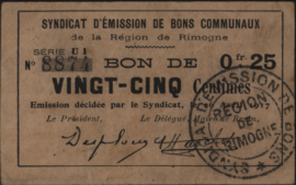 France - Emergency - Rimogne JPV-08.202 25 Centimes 1917