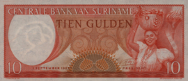 Suriname  PLS16.2b.5 10 Gulden 1963 Goodover 