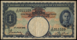 Malaya  P11 1 Dollar 1941