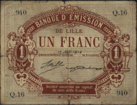 France - Emergency - Lille JPV-59.1589 1 Franc 1914