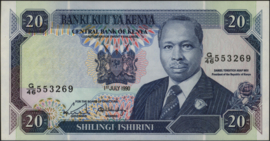 Kenia  P25 20 Shillings 1990