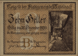 Oostenrijk - Noodgeld - Mistelbach KK.:614 10 Heller 1920