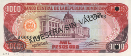 Dominican Republic P138.s1 1,000 Pesos 1991 SPECIMEN
