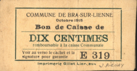 België - Noodgeld - Bra-Sur-Lienne  10 Centimes 1915