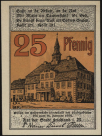Duitsland - Noodgeld - Friedland Grab.: 392 25 Pfennig 1922