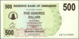 Zimbabwe  P43 500 Dollar 2006