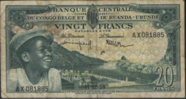 Congo Belgium  P31 20 Francs 1959